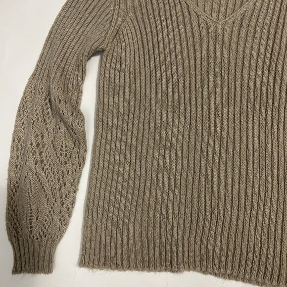 M&S per una knit sweater womens sz XL beige Wool Mohair blend V-neck cottagecore - Picture 5 of 15